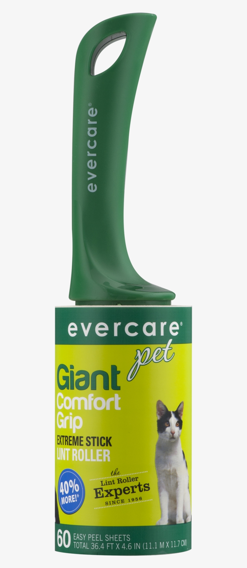 Evercare Pet Giant Comfort Grip Extreme Stick Lint - Evercare Ergo Grip Extreme Stick Lint Roller, 60 Sheets, transparent png #1585362