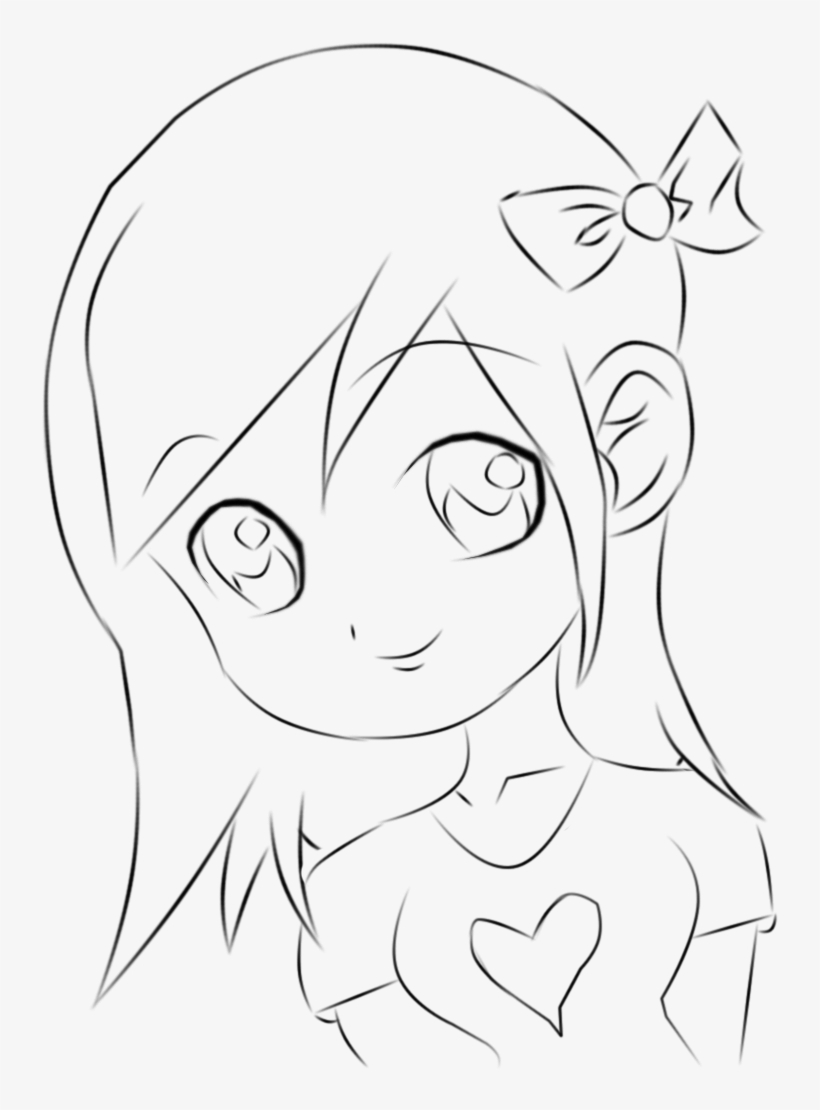 Anime Clipart Easy - Cute Chibi Girl Easy To Draw - Free Transparent