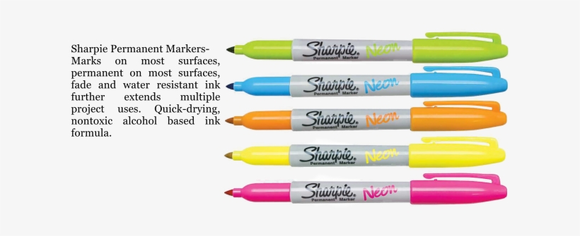 Sharpie Permanent Markers- Marks On Most Surfaces, - 1860445 Sharpie Fine Point Neon Permanent Marker -, transparent png #1586460