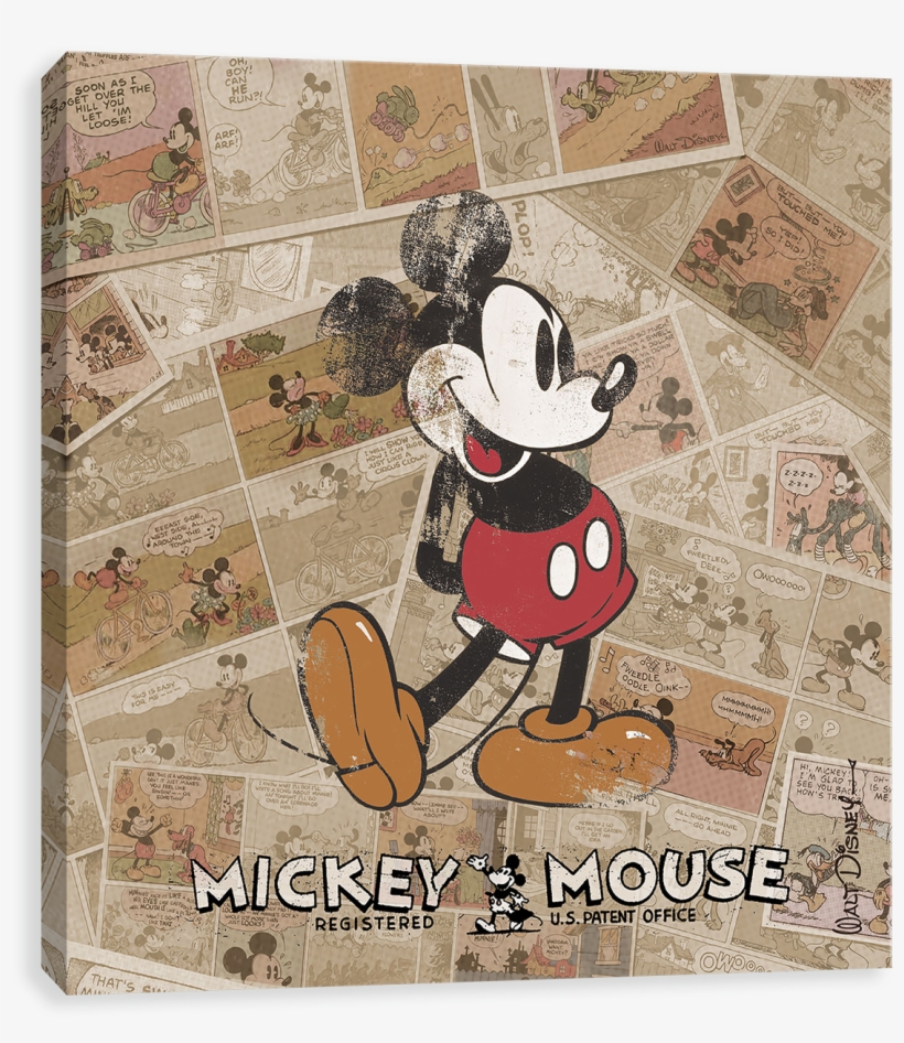 Mickey Vintage Registered Office - Mickey Canvases By Entertainart - Mickey Mouse Comic, transparent png #1587058