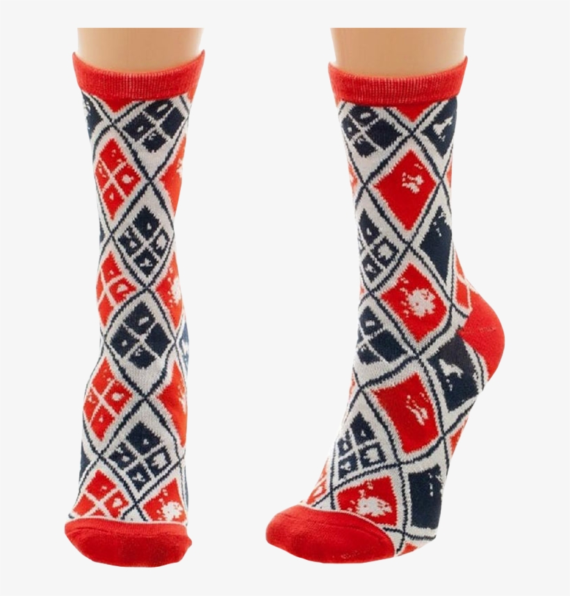 Harley Quinn Womens Diamond Print Crew Socks - Suicide Squad Harley Quinn Socks, transparent png #1587133