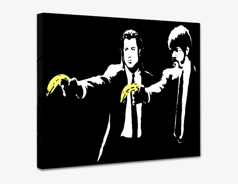 Banksy Pulp Fiction Banana Guns Canvas Print & Poster - Pulp Fiction Tarantino Posters, transparent png #1590303
