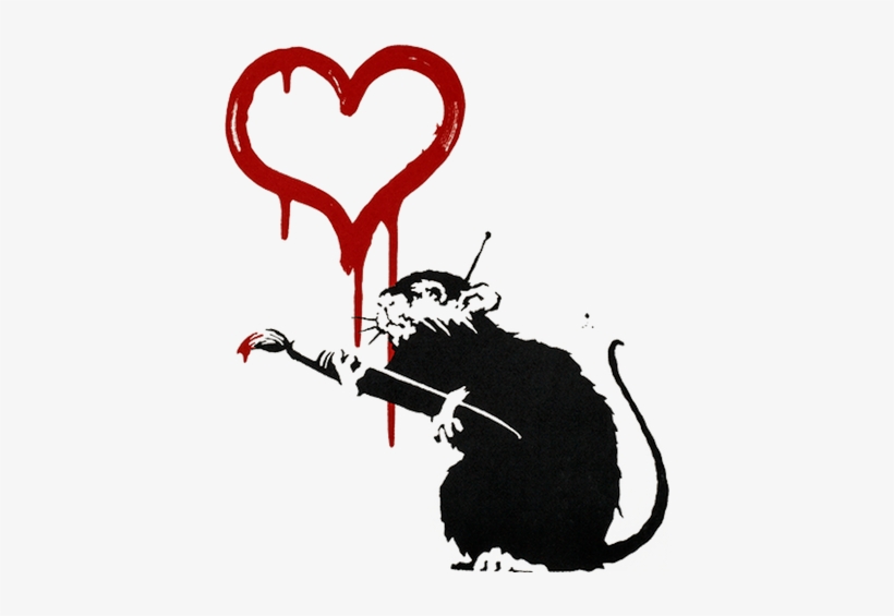 Banksy Sticker Art Messages Sticker-7 - Banksy Love Rat, transparent png #1590783