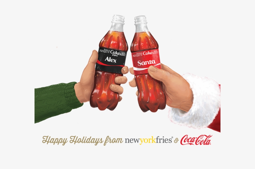 [new York Fries] Free Coke Fountain Drink With App - Holiday Blue Stripes Square Gift Stickers, transparent png #1590895