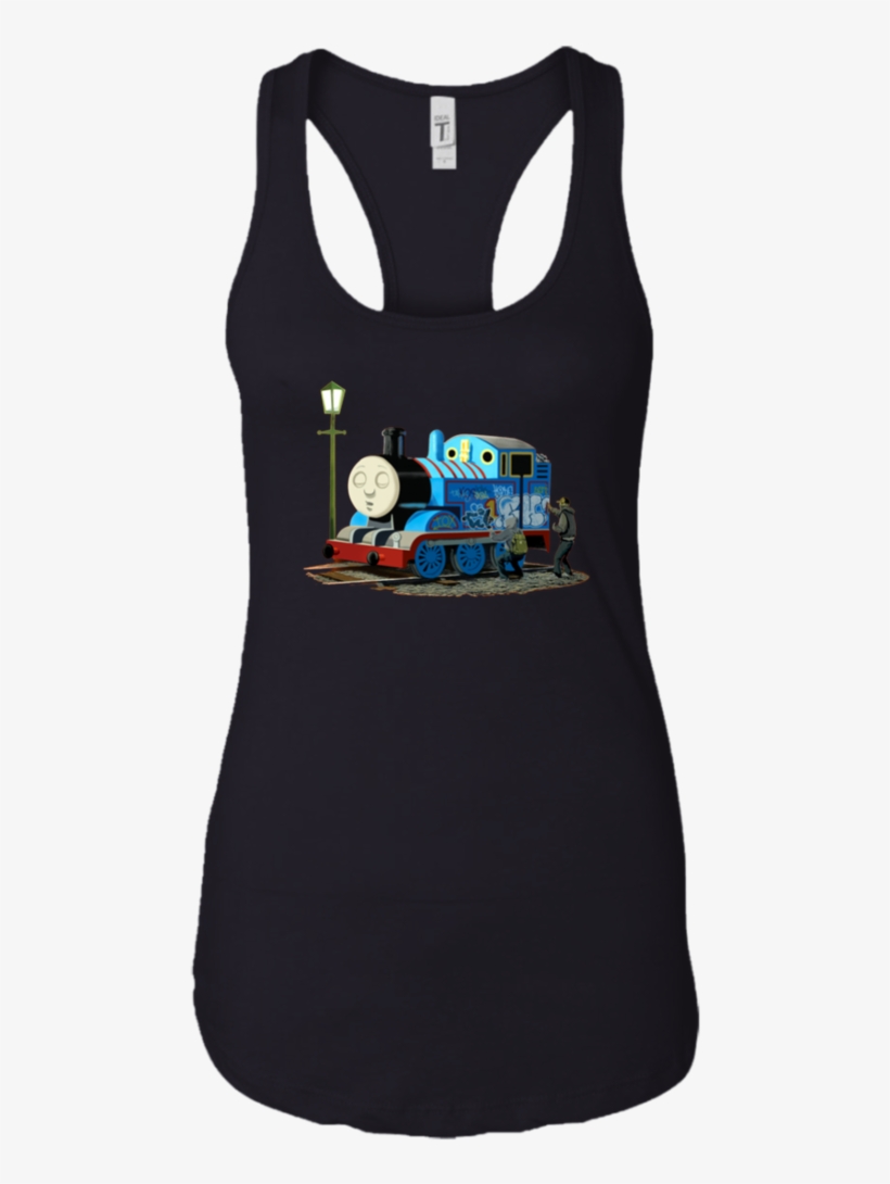 Banksy Thomas The Tank Engine Racerback Tank T-shirts - Poster: Graffiti On Sleeping Cartoon Train, 81x61cm., transparent png #1591107