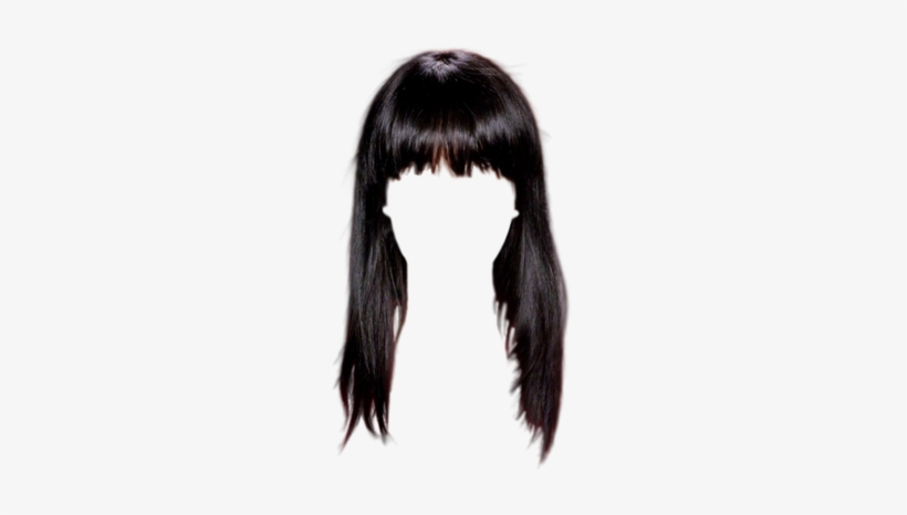 Dark Hair Girl Hairstyles, Down Hairstyles, Hair Sketch, - Long Hair With Bangs Png, transparent png #1592208