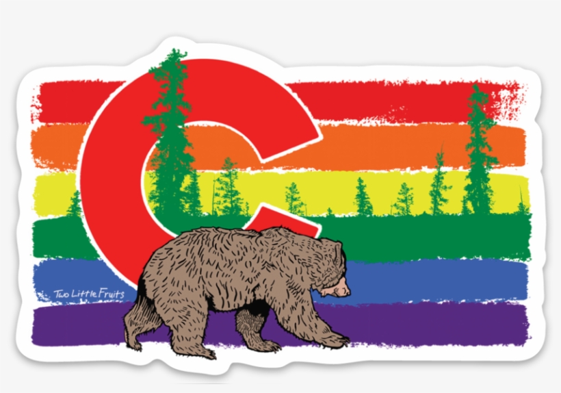 Colorado Flag Gay Pride Bear Die Cut Decal, Sticker - Two Little Fruits, transparent png #1593387