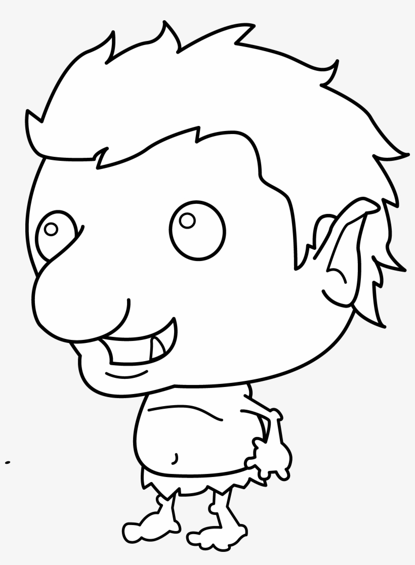 Little Troll Line Art - Clip Art, transparent png #1593829
