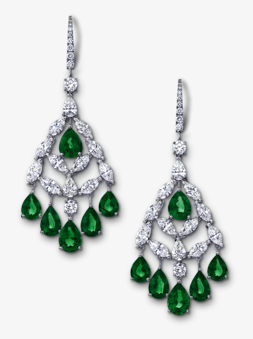 Angara Chandelier Emerald Dangle Earrings With Diamond - Earrings Graff Jewelry, transparent png #1594618