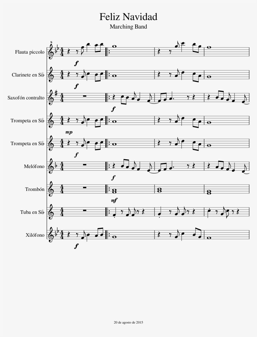 Feliz Navidad Sheet Music Composed By Julio Villatoro - Sheet Music, transparent png #1594768