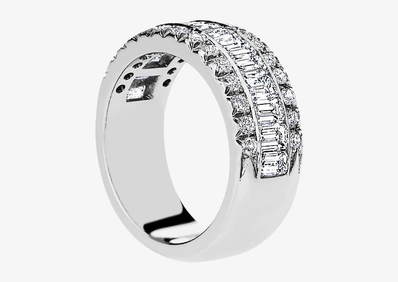 Ap198bb Emerald-cut Diamond Band With Pave Diamond - Engagement Ring, transparent png #1594882