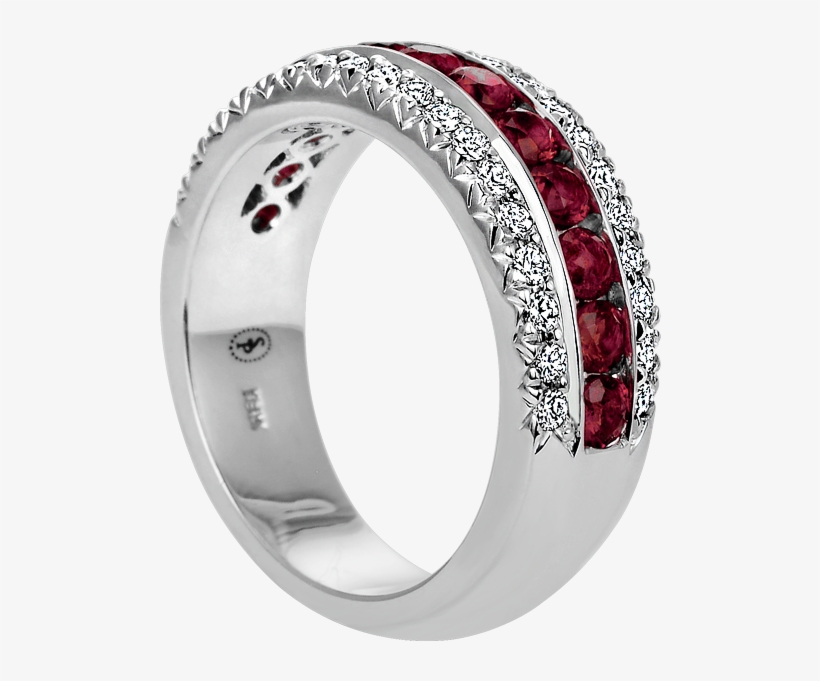 Ap198dd-ru Round Ruby Band With Pave Diamond Border - Grissom's Fine Jewelry, transparent png #1595047