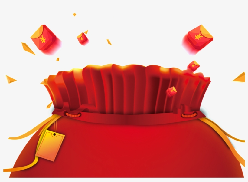 Red Festive New Year Blessing Bag Png - 红包 Png, transparent png #1596694