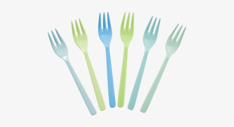 6 Forks In Assorted Blue And Green Colors - Rice Melamine Blue Set Of 6 Forks, transparent png #1596985