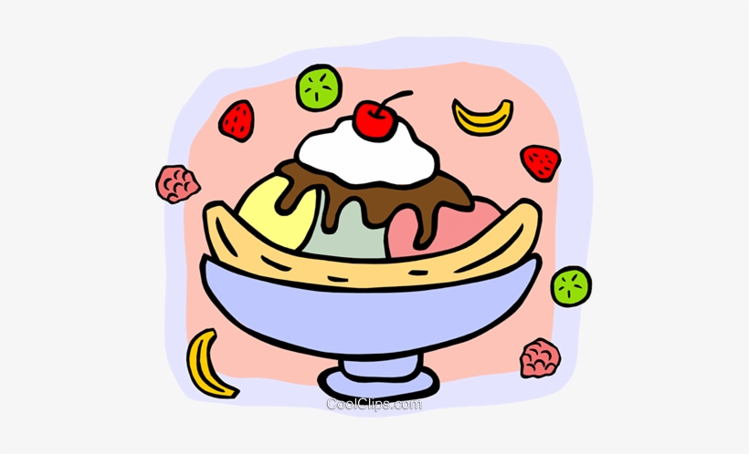 Banana Split Topped With Cherry Royalty Free Vector - Ice Cream, transparent png #1597559