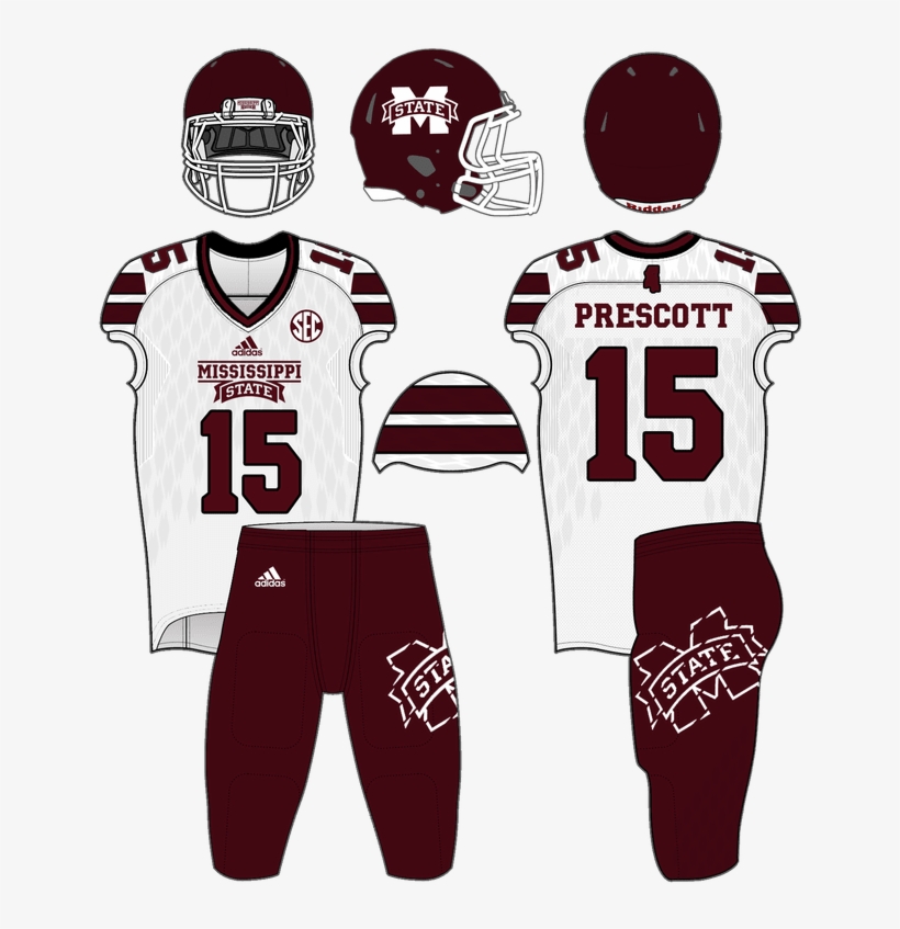 Dak Prescott White Mississippi State Bulldogs Alumni - Maroon Football Uniform Designs, transparent png #1597622