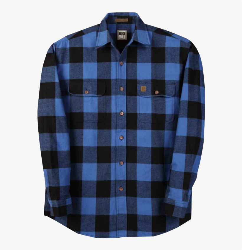 Big Bill Button Flannel Shirt - Mens Flannel Blue Black, transparent png #1597701