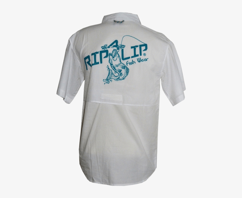 Men's Fishing Short Sleeve Button Down Shirt White - Rip A Lip, transparent png #1597722
