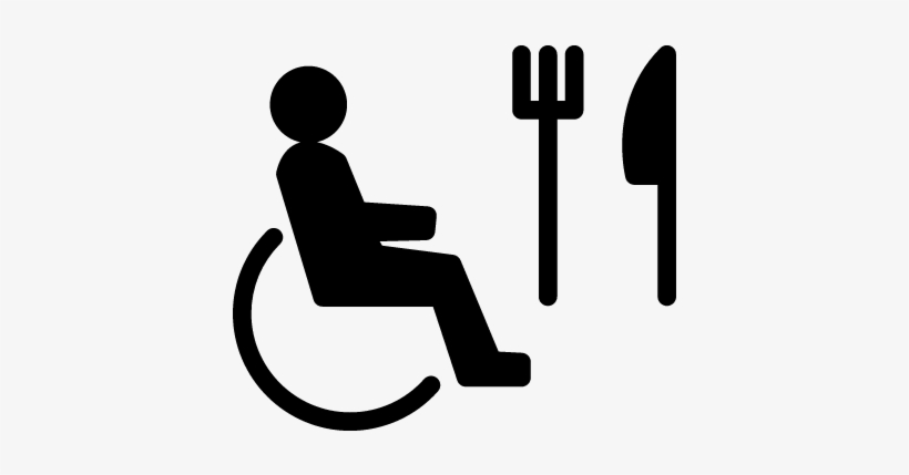 Person On Wheel Chair With Fork And Knife Vector - Wheelchair, transparent png #1597930