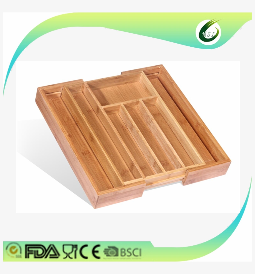 Bamboo Fashion Kitchen Drawable Spoon Fork Knife Organizer - Kitchen, transparent png #1598041