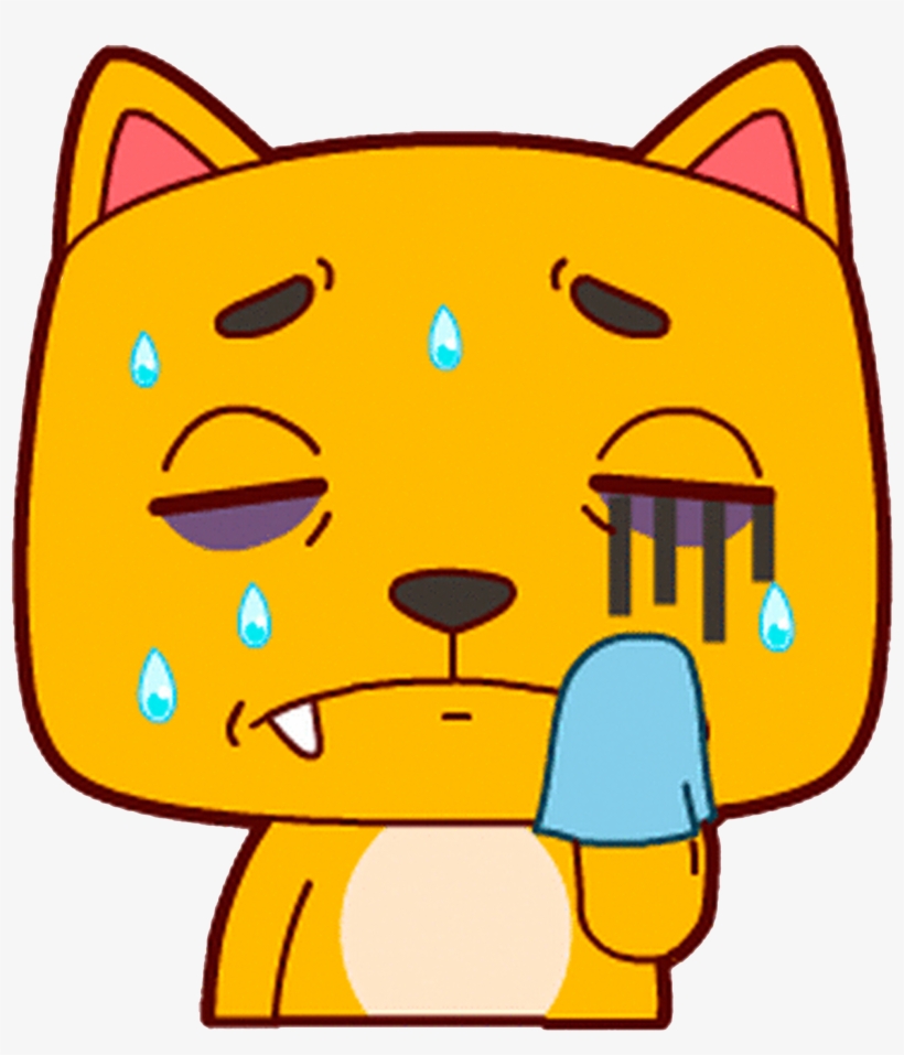 Cat Sticker Animation Dog Kitten - Sweating Cartoon Cat, transparent png #1598753