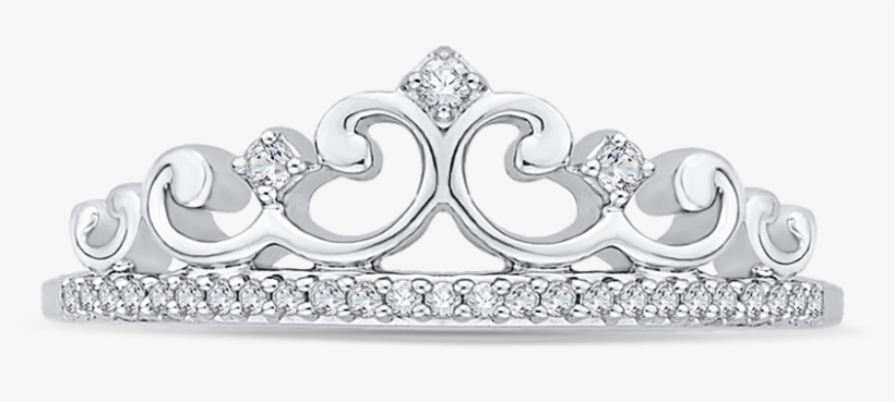 Rf0737t-25w - Diamond Crown Ring In 10k White Gold (1/10 Cttw), Women's,, transparent png #1599025