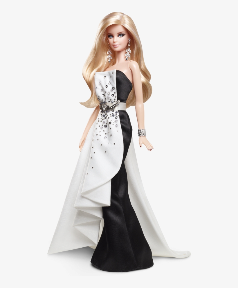 Her Name Is Beaded Gown Barbie® Doll And She Is The - Barbie Black And White Dress, transparent png #160592