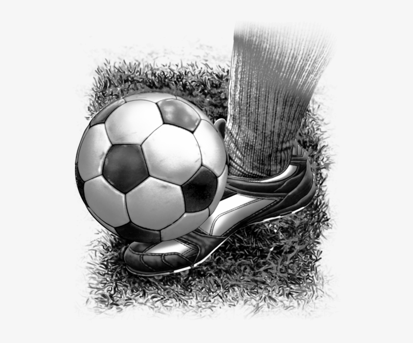 Soccer Fabric, Foot Kicking The Ball, Black And White - Football, transparent png #160721
