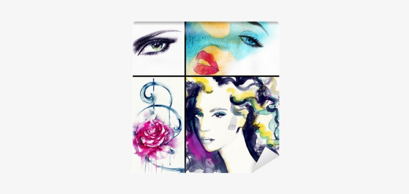 Woman Portrait - Art Print: Ismagilova's Flower .abstract Background,, transparent png #161158