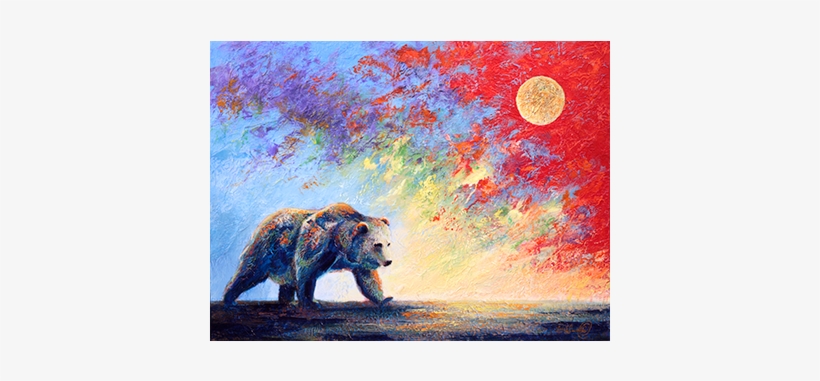 Dark Grizzly Bear Strides Across The Land With A Dramatic - Bear, transparent png #161390