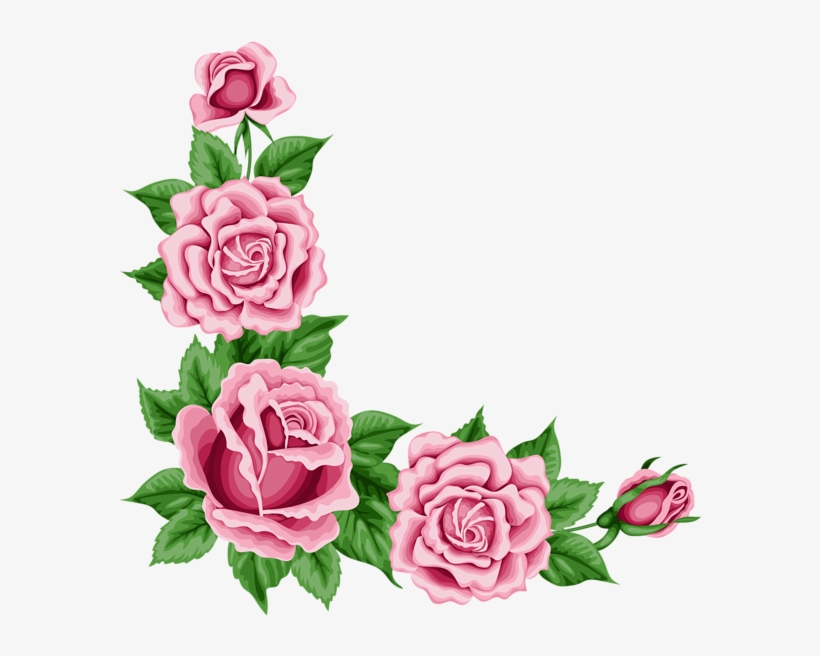 Pink Flowers Border Png - Roses Corner Border Png, transparent png #161709