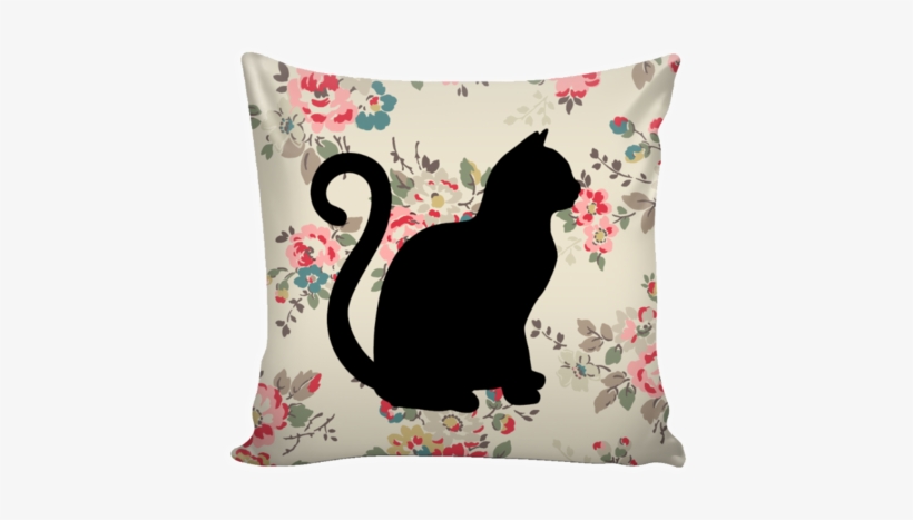 Floral Cats Square Pillow Cover "watercolor Flowers" - Cat Pillow Transparent Png, transparent png #161733