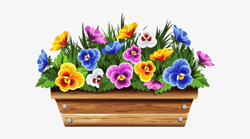 Box With Violets Png Clipart Picture - Flower Box Clipart, transparent png #162074