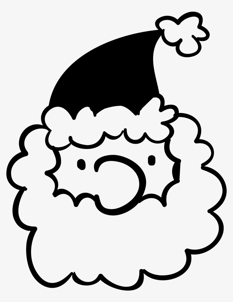Santa's Head Wirh Curly Beard Comments - Cartoon Black And White Father Christmas, transparent png #163271