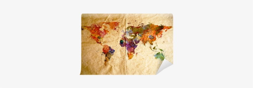 Watercolor World Map, Old Paper Background Wall Mural - Coupe Du Monde 2030, transparent png #164263