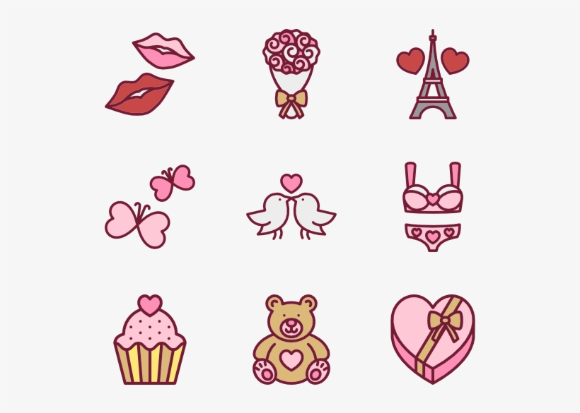 Linear Color Valentines Day Set - Clip Art, transparent png #164404