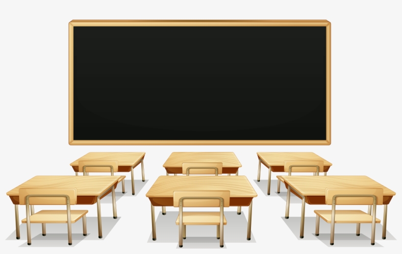 Banner Black And White Stock Classroom With Blackboard - School Desk Png, transparent png #165885