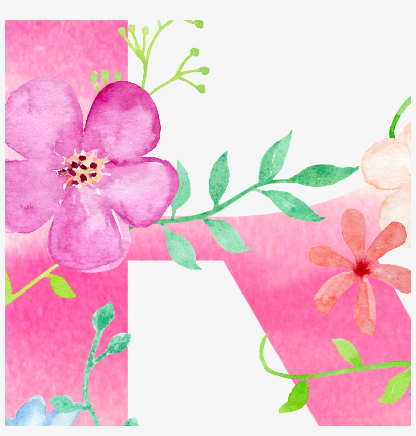 Watercolor Floral Letter R, Name Initial R, Capital - Png Letter R, transparent png #165890