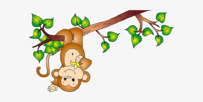 Monkey On A Vine Cartoon Clip Art - Monkey On Tree Cartoon, transparent png #165891