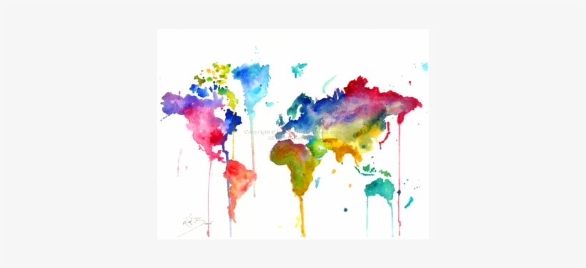 Watercolor World Map, transparent png #166539