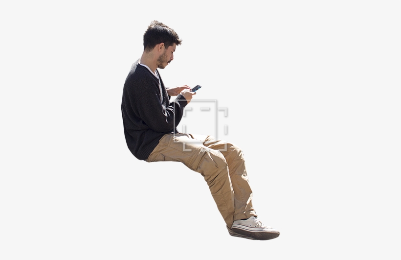 This Student His Waiting For The Bus And Sending A - Person Waiting Png, transparent png #166664