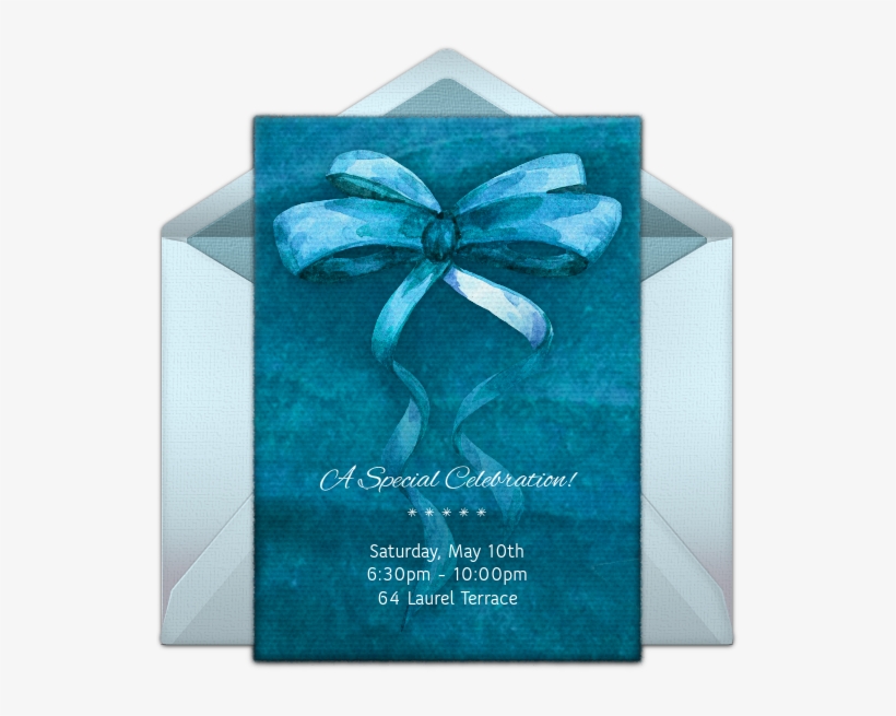Watercolor Ribbon Online Invitation - Birthday, transparent png #168441