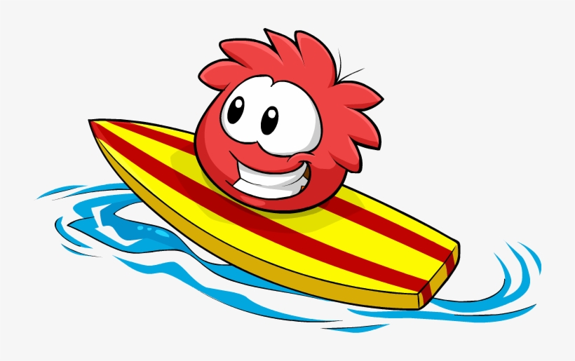 Red Puffle Catchin' Waves - Red Puffle Catchin Waves, transparent png #168771