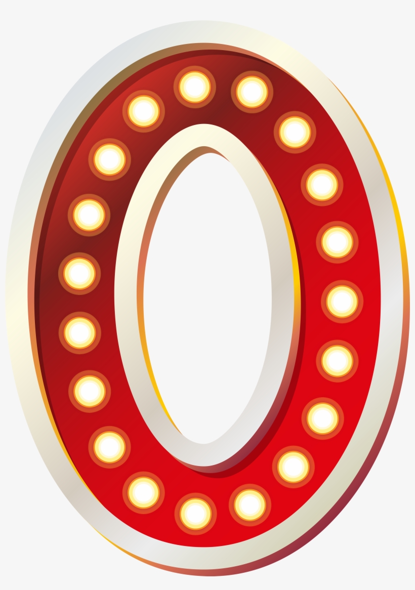 Red Number Zero With Lights Png Clip Art Imageu200b - Zero Clipart, transparent png #169007