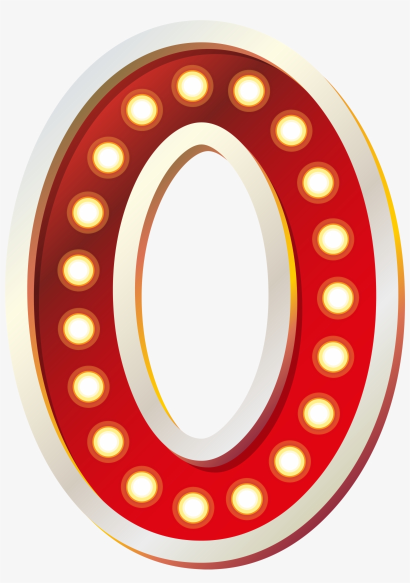 Red Number Zero With Lights Png Clip Art Imageu200b - Zero Clipart, transparent png #169007