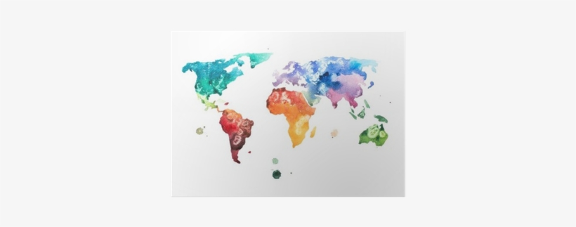 Hand Drawn Watercolor World Map Aquarelle Illustration - Living Space Framed Take Me Magnetic World Map, transparent png #169408