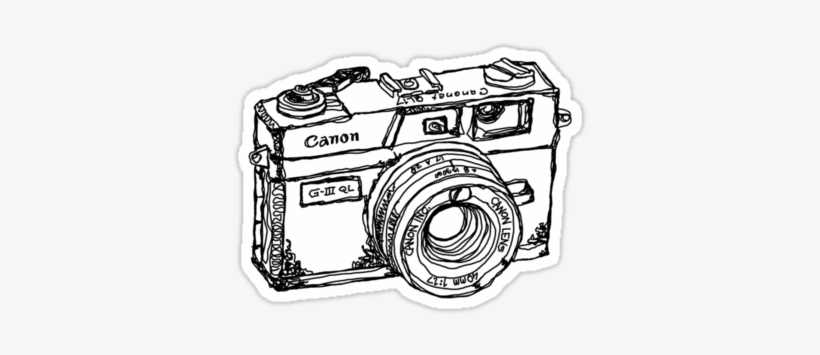 Drawn Camera Transparent - Laptop Stickers Black And White, transparent png #169630