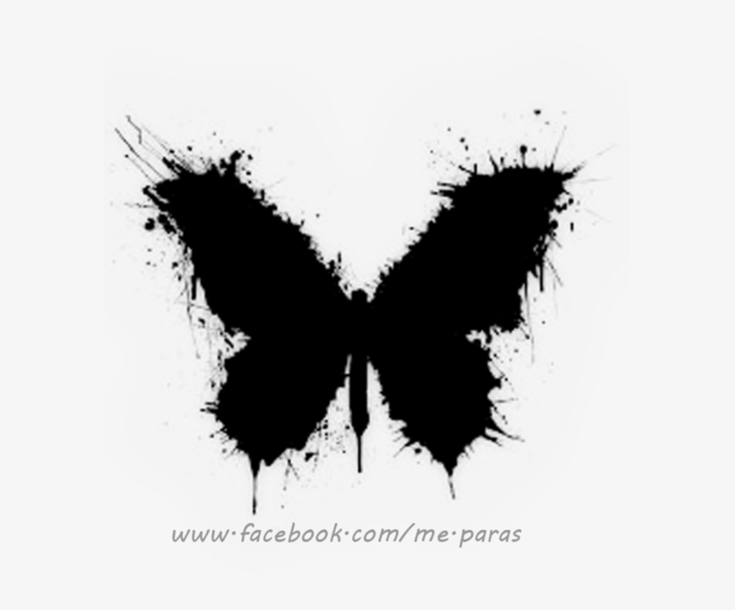 Abstract Black Butterfly Tattoo With Some White Accents - Black Butterfly Tattoo, transparent png #169674