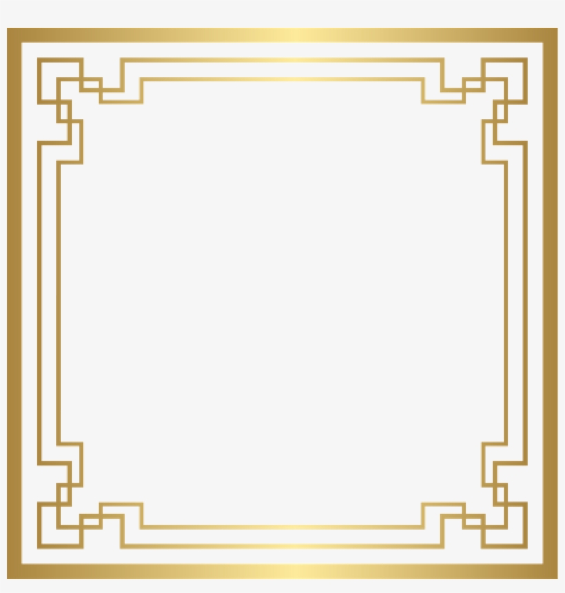 Square Gold Golden Frame Border Squareframe Decoration - Art Deco Frame Clipart, transparent png #1602215