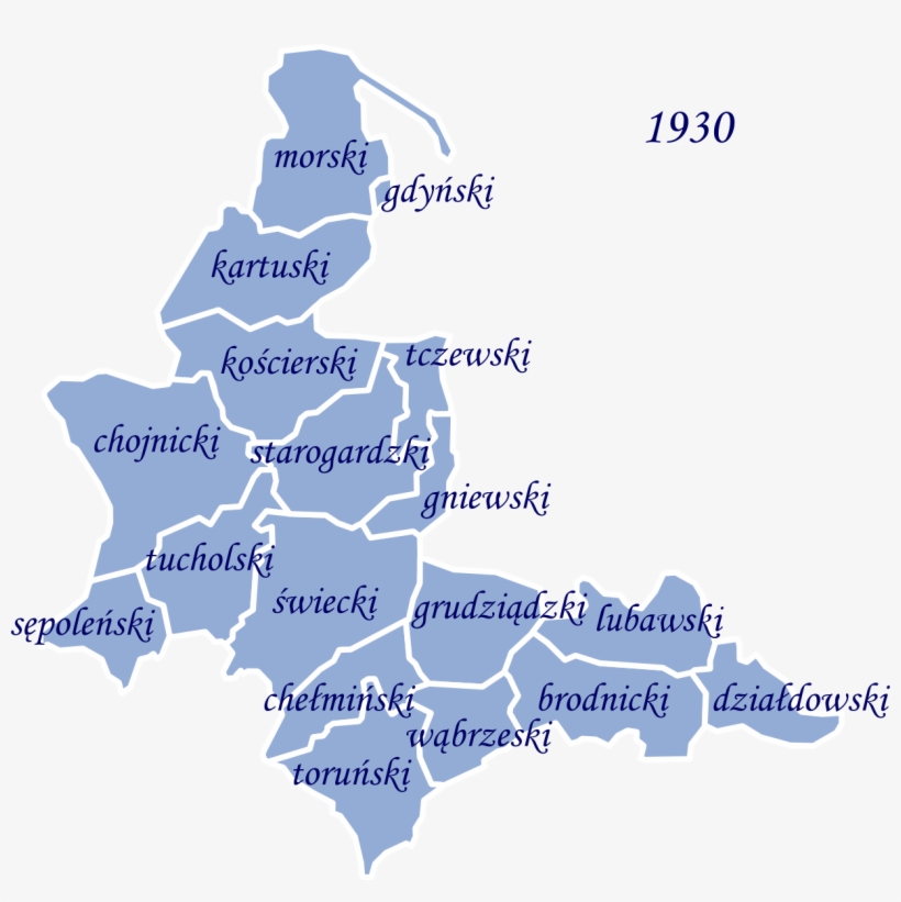 Województwo Pomorskie Pomeranian Voivodeship In 1930 - Woj Pomorskie Podział Administracyjny, transparent png #1603198